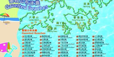 Kaart van Hong Kong stranden