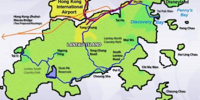 Lantau eiland Hong Kong-kaart