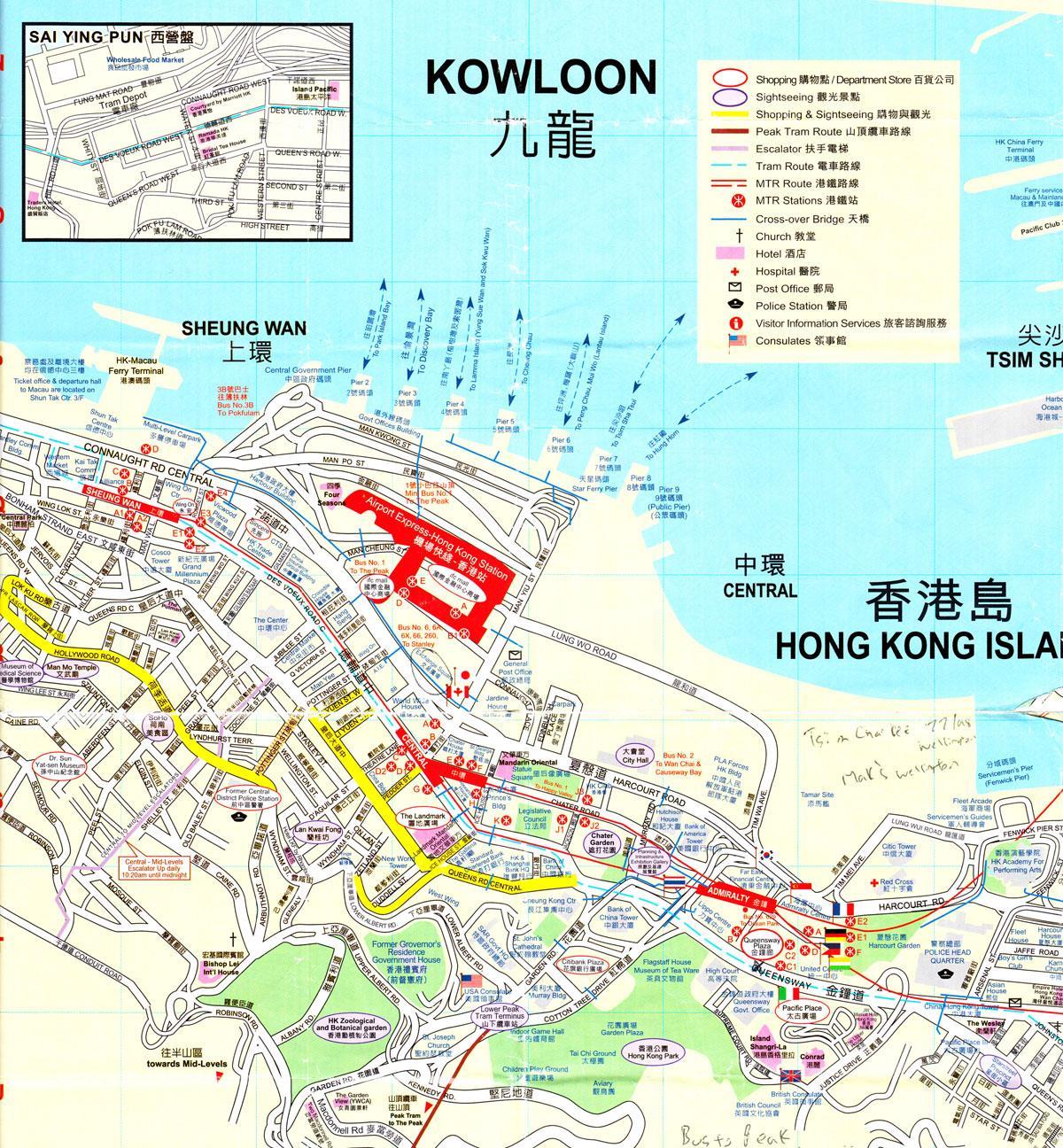 de haven van Hong Kong-kaart
