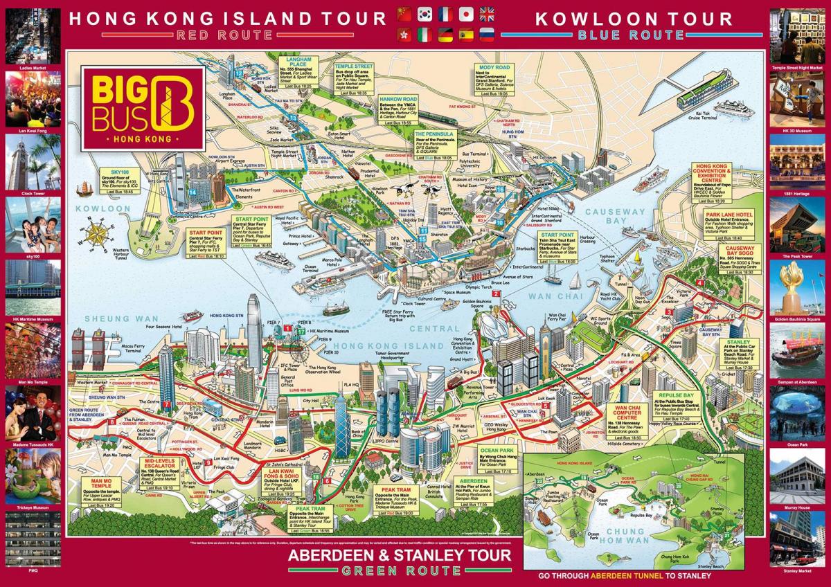 Hong Kong big bus tour kaart