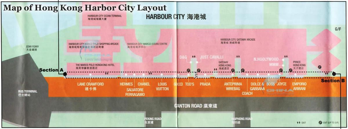 kaart van de haven van de stad Hong Kong