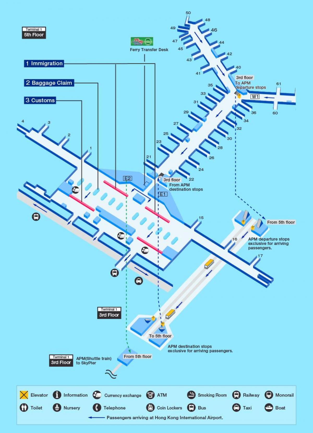 De luchthaven van Hong Kong gate kaart