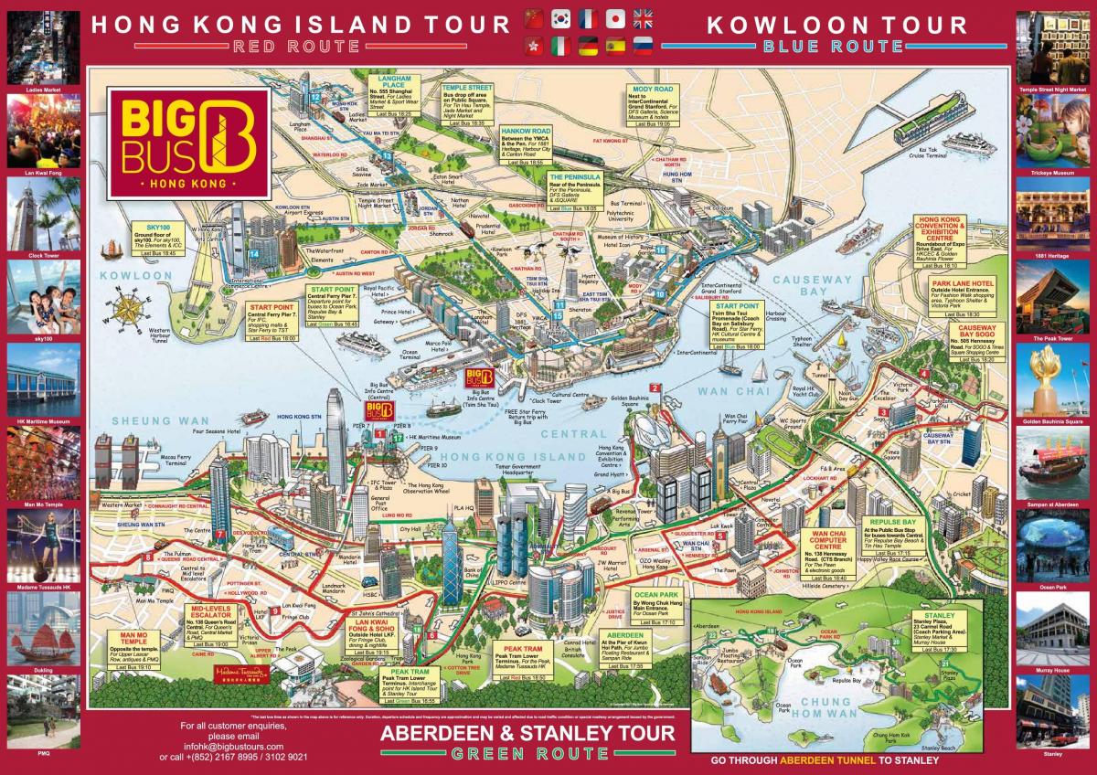 hop on hop off bus Hong Kong-kaart