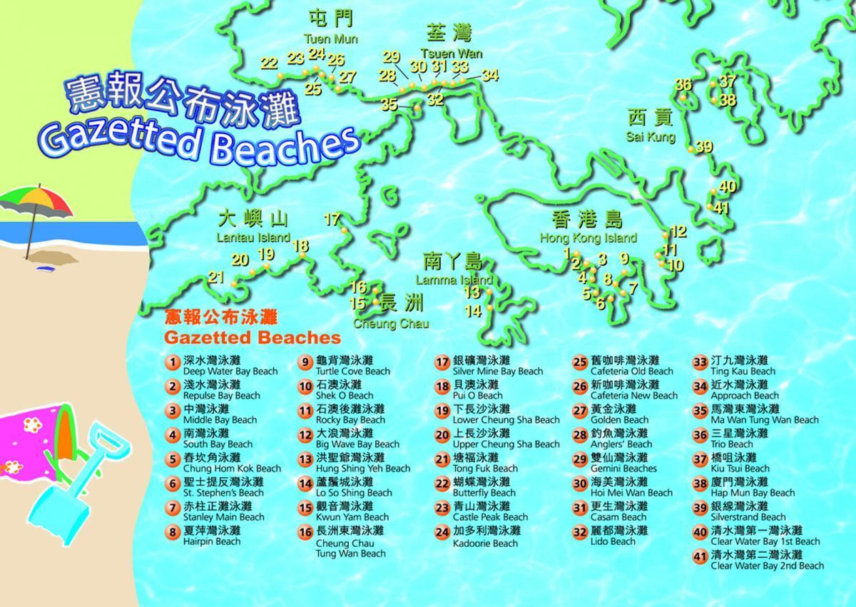 kaart van Hong Kong stranden