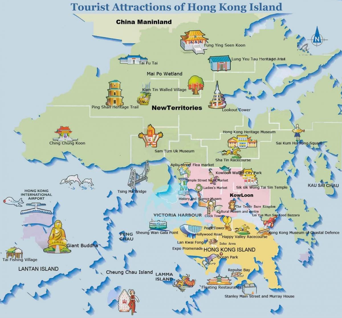 toeristische kaart van Hong Kong