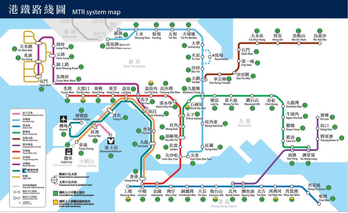 Hong Kong openbaar vervoer kaart