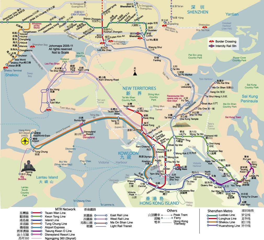 Hong Kong wandeling kaart