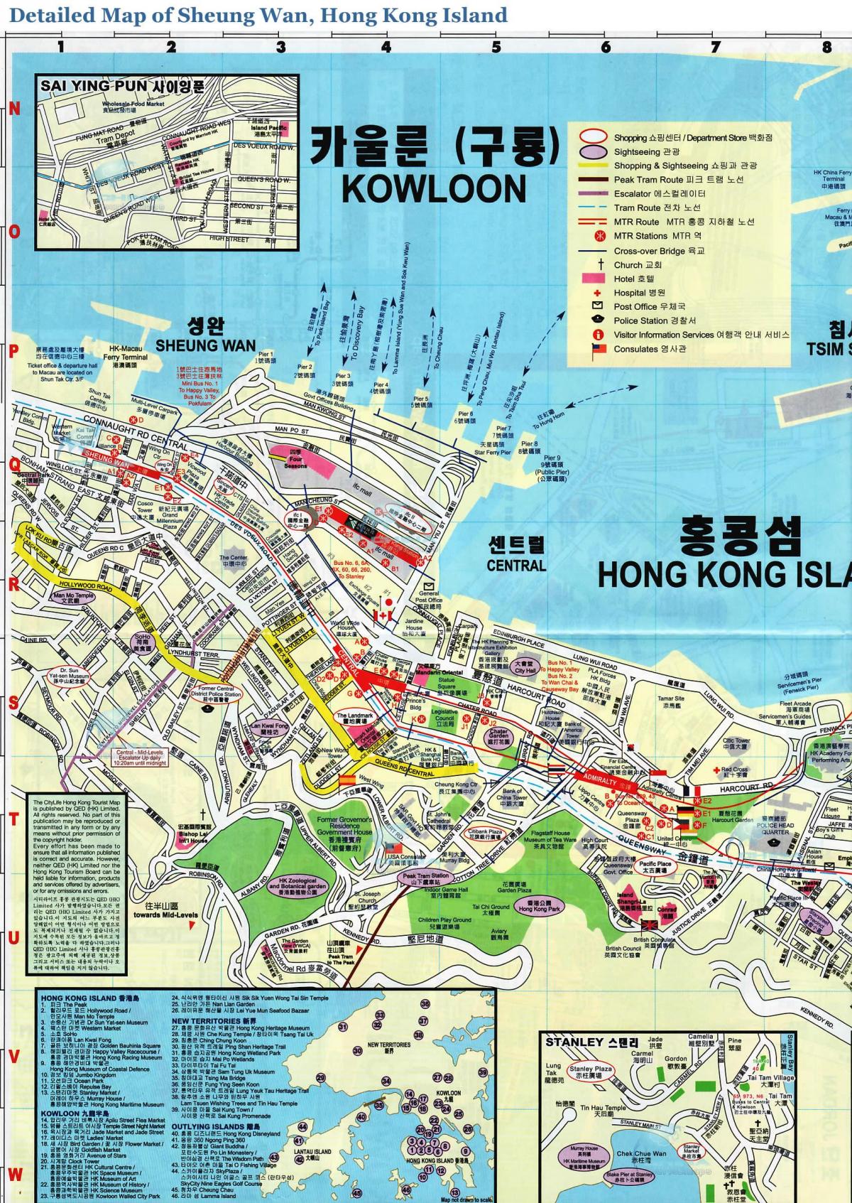 kaart van Sheung Wan, Hong Kong