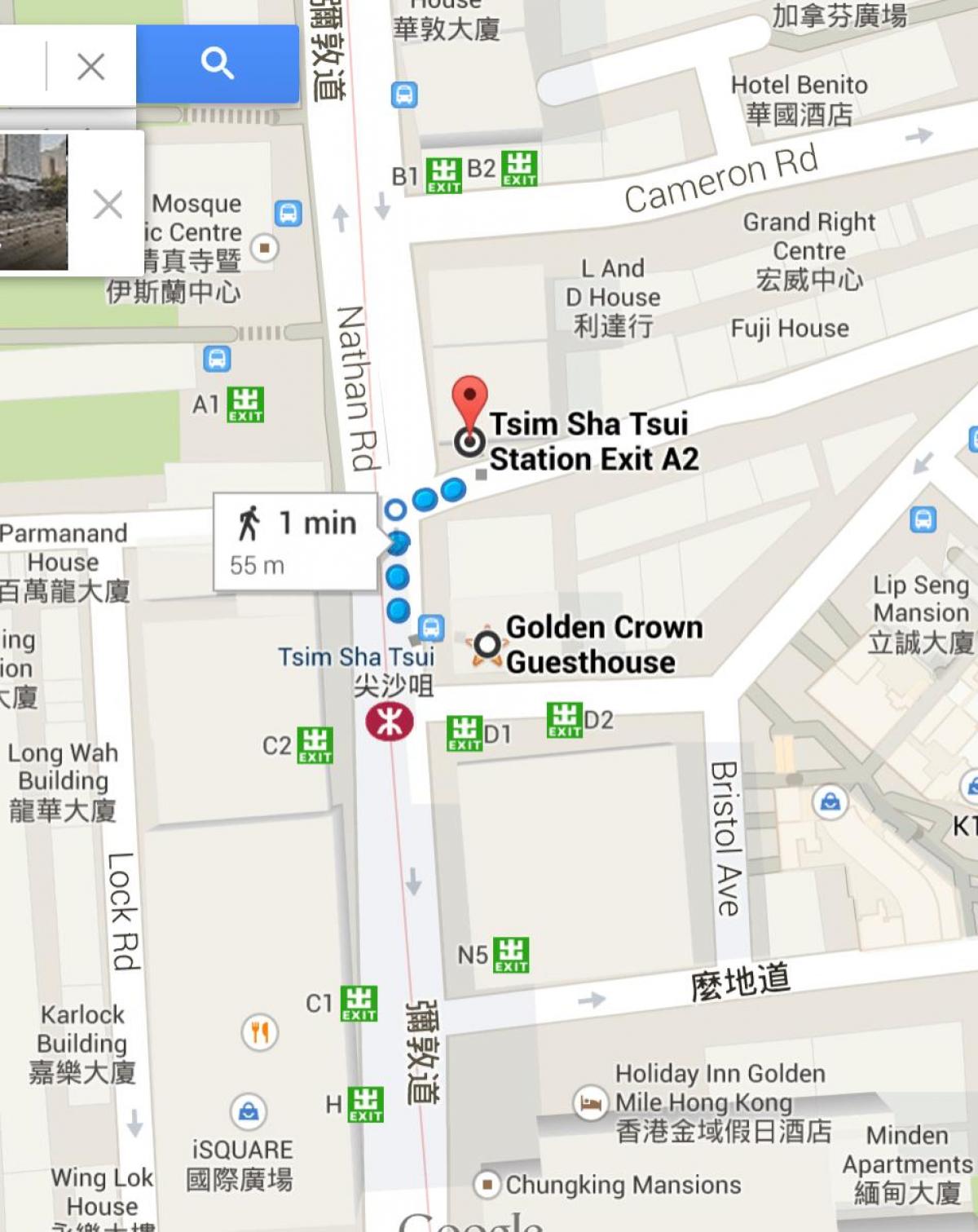 Tsim Sha Tsui MTR-station kaart