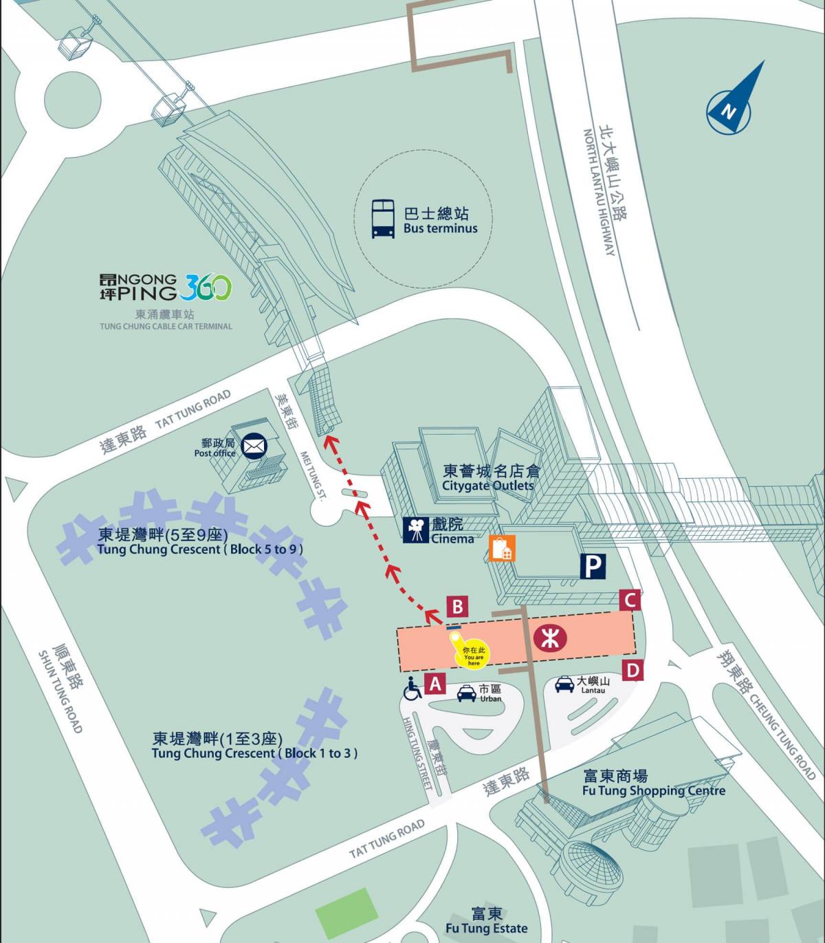 De Tung Chung line MTR kaart