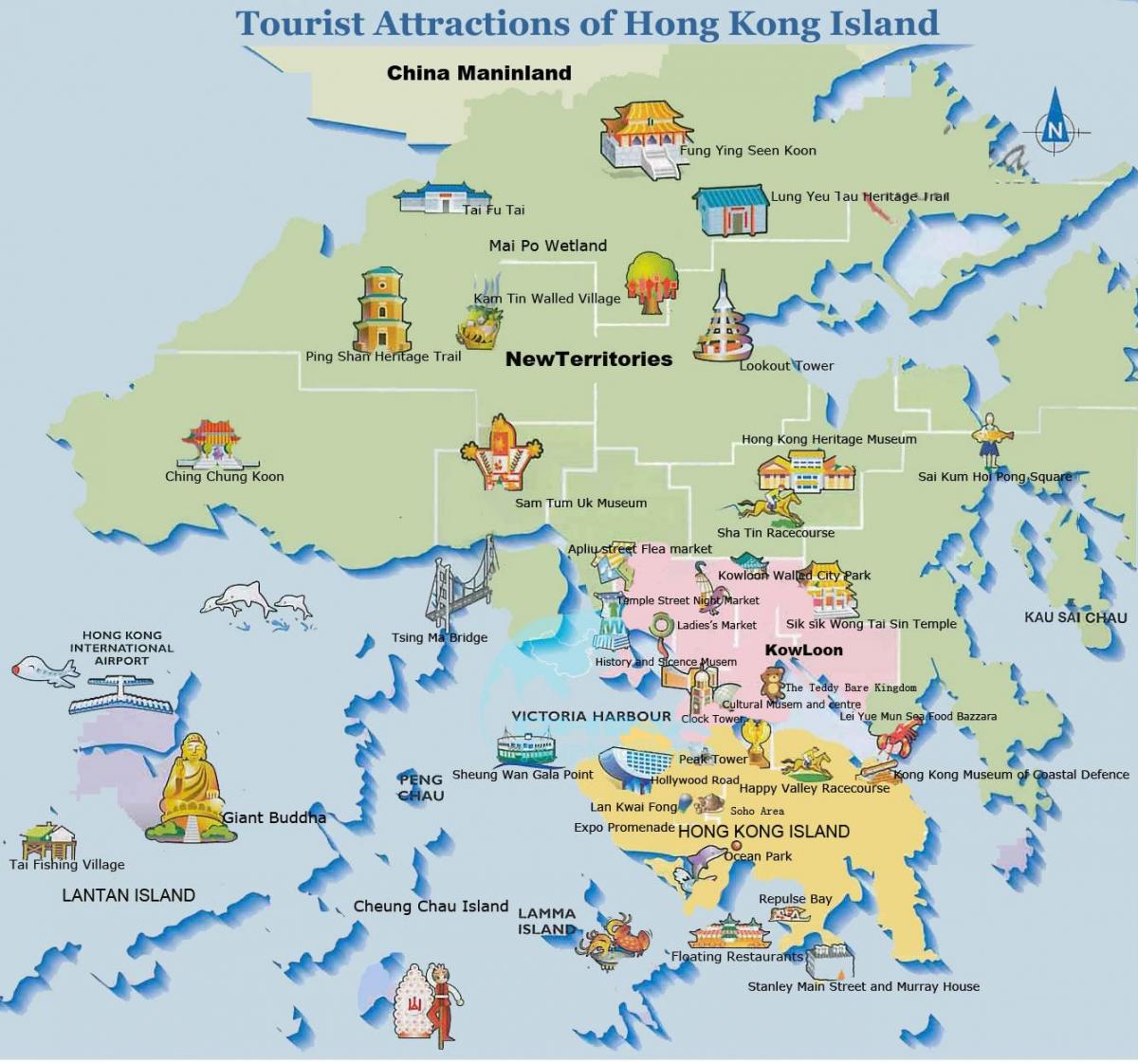 de piek Hong Kong-kaart