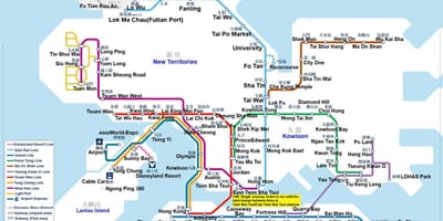 Metro kaart van Hong Kong